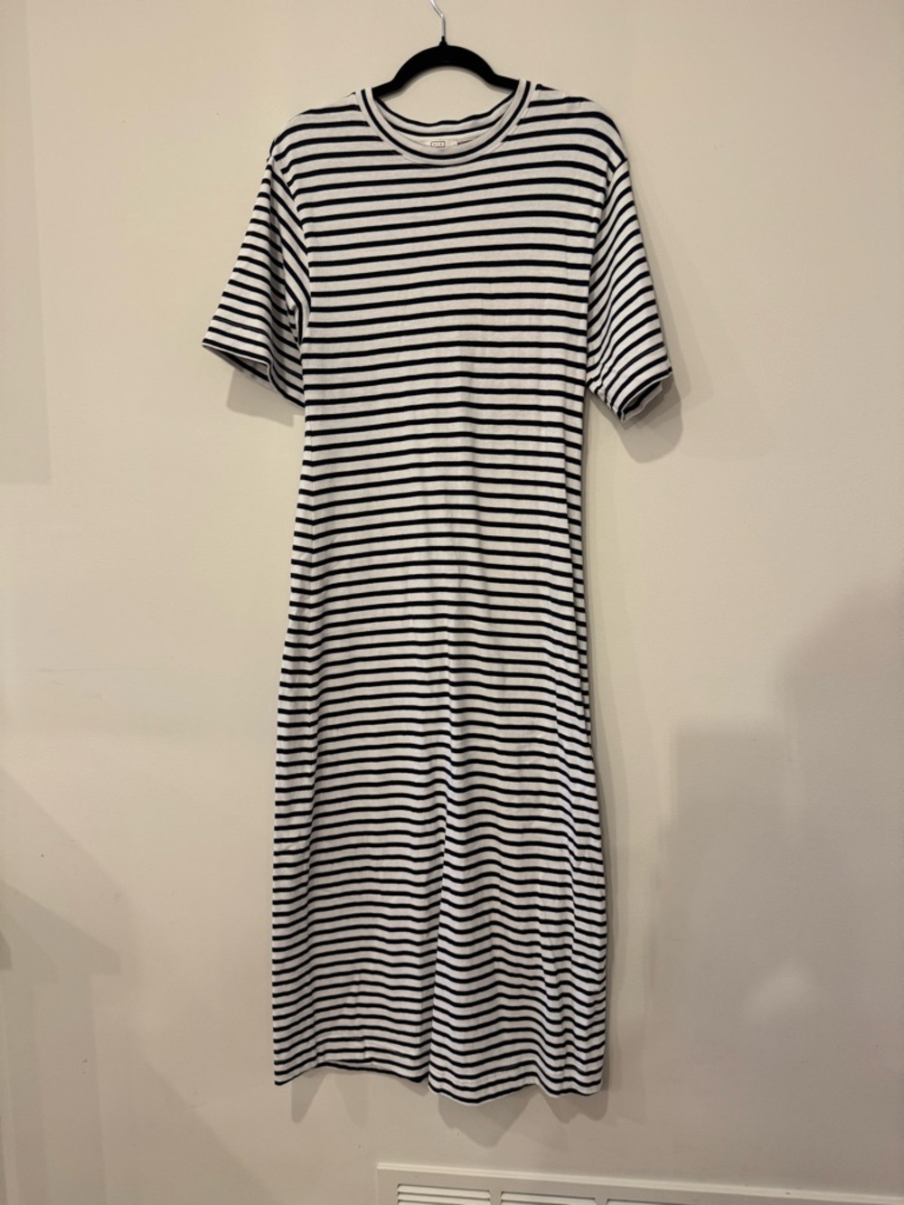 AYR Black & White Striped Midi T-Shirt Dress